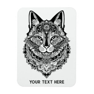 Ímã Cat Ornamental de Texto Personalizado