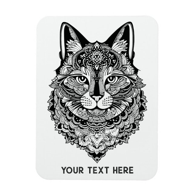 Ímã Cat Ornamental de Texto Personalizado (Vertical)
