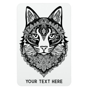Ímã Cat Ornamental de Texto Personalizado