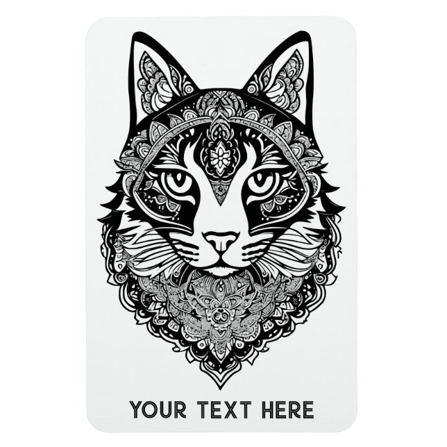Ímã Cat Ornamental de Texto Personalizado (Vertical)