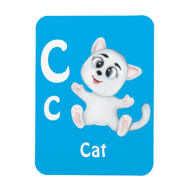 Ímã Cat personalize ABC: Carta C - Adicione seu nome (Vertical)