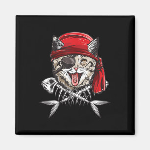 Imã Cat Pirate Boys Men Jolly Roger Flag Skull E Cro