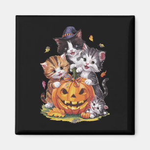Imã Cat Pumpkin Halloween Floral Spookage Vintage