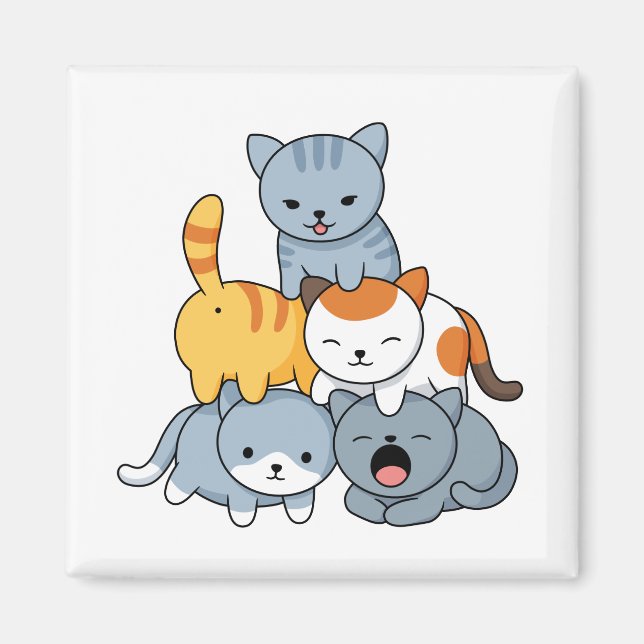 Imã Cat Pyramid - Group of Cats (Frente)