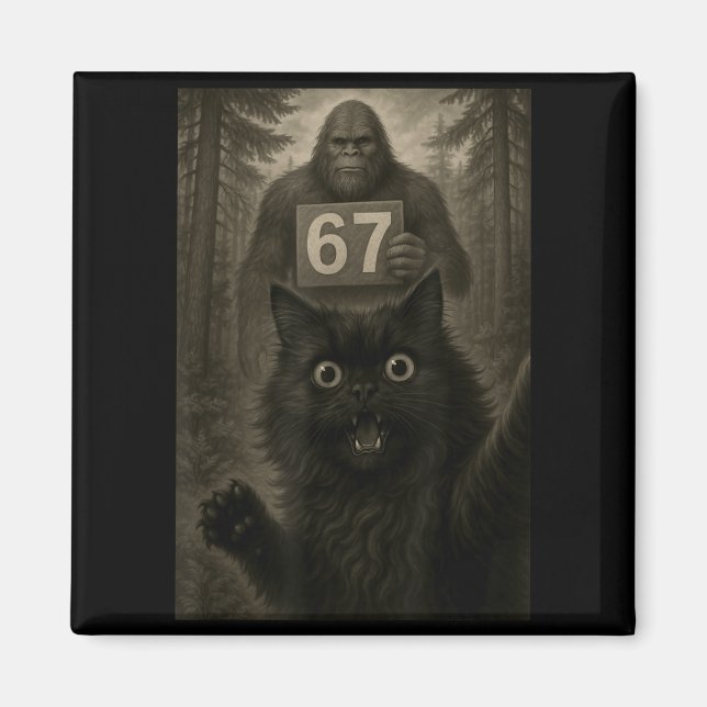 Imã Cat Selfie 67 Meme Six Seven Funny Bigfoot  (Frente)