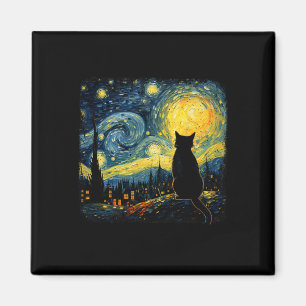 Imã Cat Starry Night Van Gogh Cat Para Cat Lover Cat M