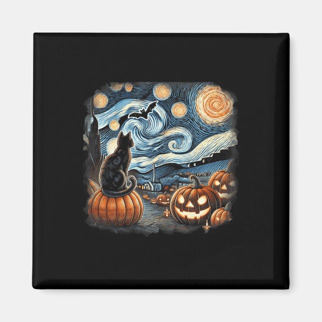 Imã Cat Starry Night Van Gogh Cat Para Cat Lover Cat M (Frente)