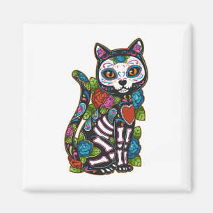 Imã Cat Sugar Skull México Calavera Dia De Los Muertos