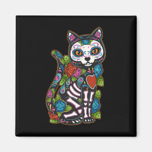 Imã Cat Sugar Skull México Calavera Dia De Los Muertos