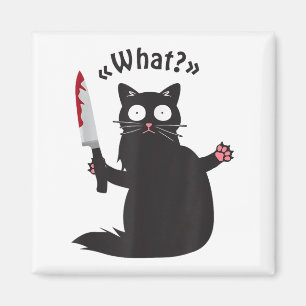 Imã Cat What_ Funny Black Cat Divertido Gato Assassino