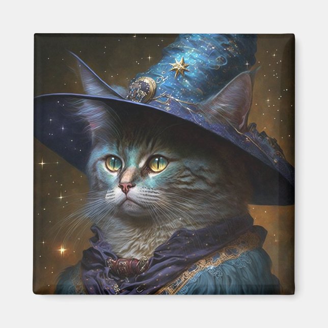 Imã Cat Witch Fantasy Art (Frente)