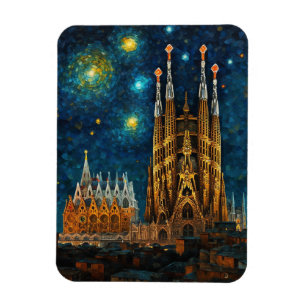 Ímã Catalan Starry Night   Gaudí encontra Van Gogh