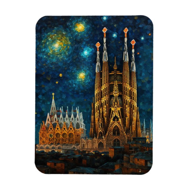 Ímã Catalan Starry Night | Gaudí encontra Van Gogh (Vertical)