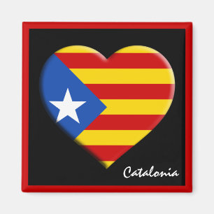 Imã Catalunha Bandeira e Coração Catalão La Senyera