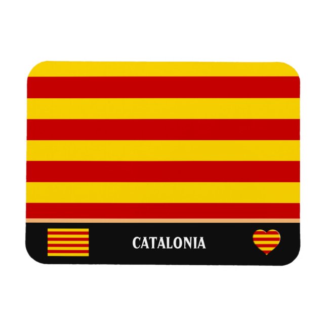 Ímã Catalunha Flag & Catalan - Moda La Senyera (Horizontal)
