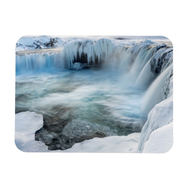 Ímã Catarata Godafoss, inverno, Islândia 2 (Horizontal)