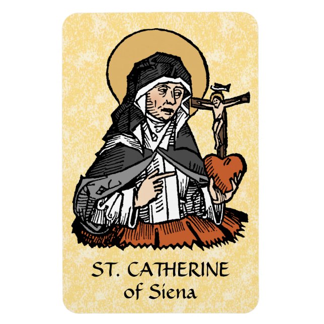Ímã Catarina de Siena com Coração Crucifixo (Vertical)