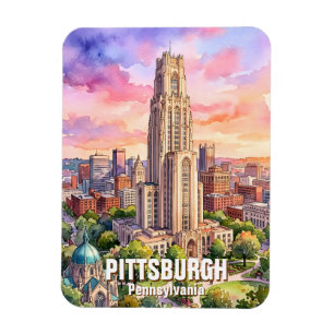 Ímã Catedral de Aprendizado de Pittsburgh em Aquarela