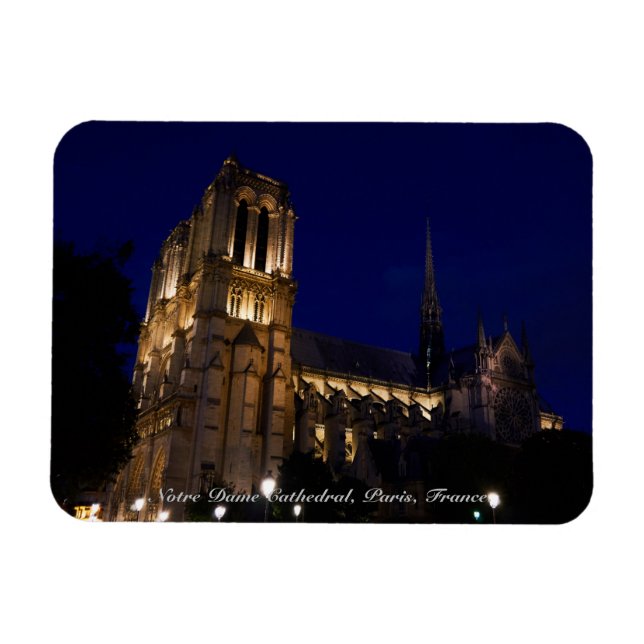 Ímã Catedral de Notre Dame à noite, Paris, França (Horizontal)