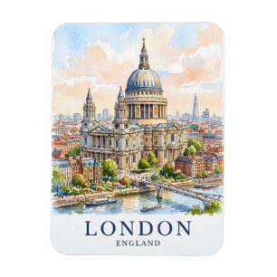 Ímã Catedral de São Paulo Londres Aquarela Arte de Via