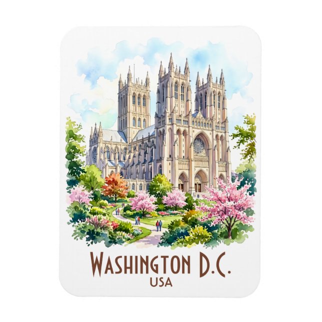 Ímã Catedral de Washington Aquarela Religiosa Personal (Vertical)