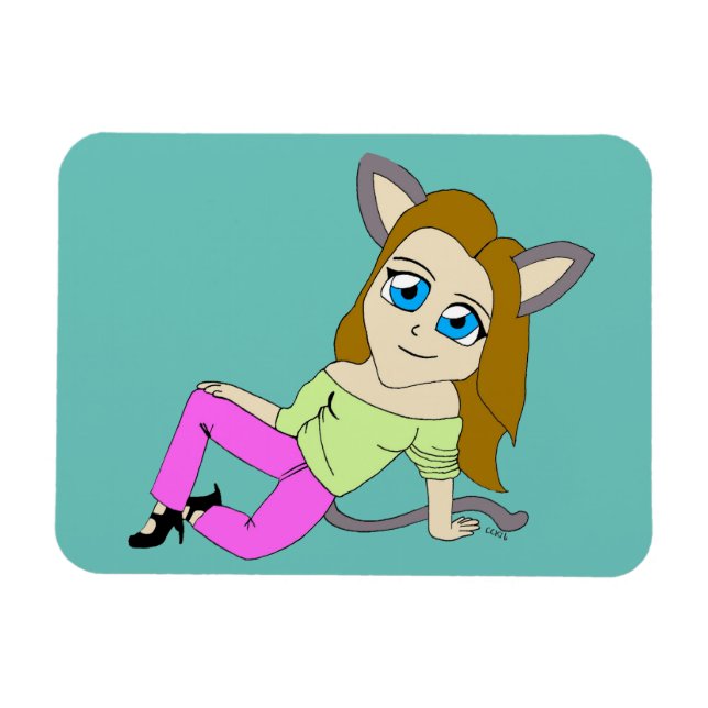 Ímã catgirl chibi (Horizontal)