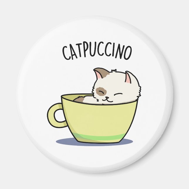 Imã Catpuccino Gato De Gatinho Engraçado Na Taça (Frente)
