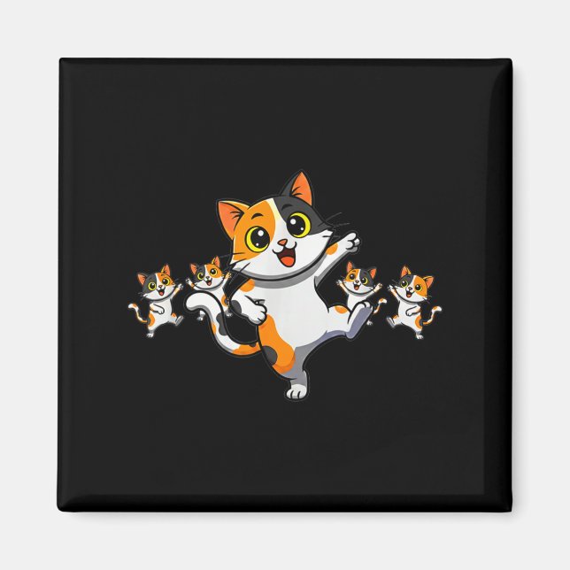 Imã Cats Dancing Funny Cat Lover For Women Kitty Graph (Frente)