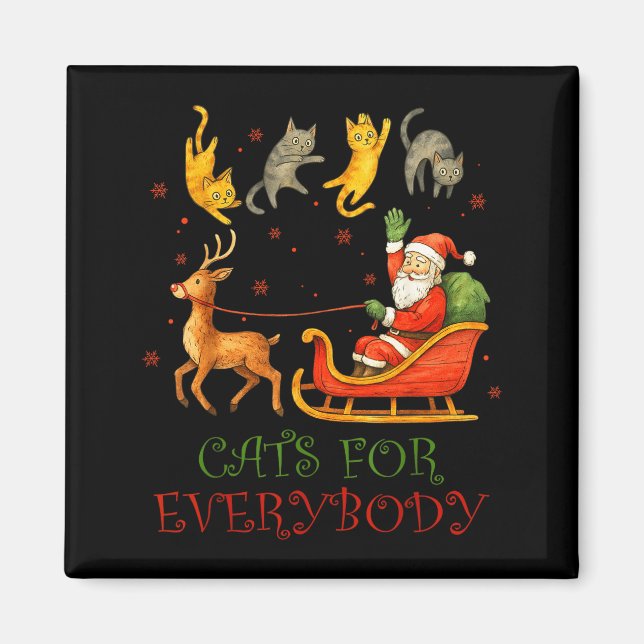Imã Cats For Everybody Christmas Funny Cat Xmas Santa  (Frente)