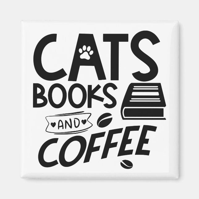 Imã Cats Livros Typografia Café Citação Leitura (Frente)