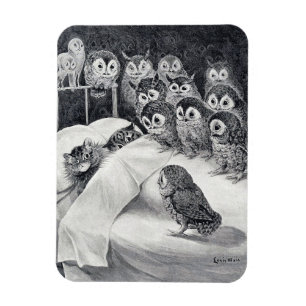 Ímã Cats Nightmare Owl Bird, Louis Wain