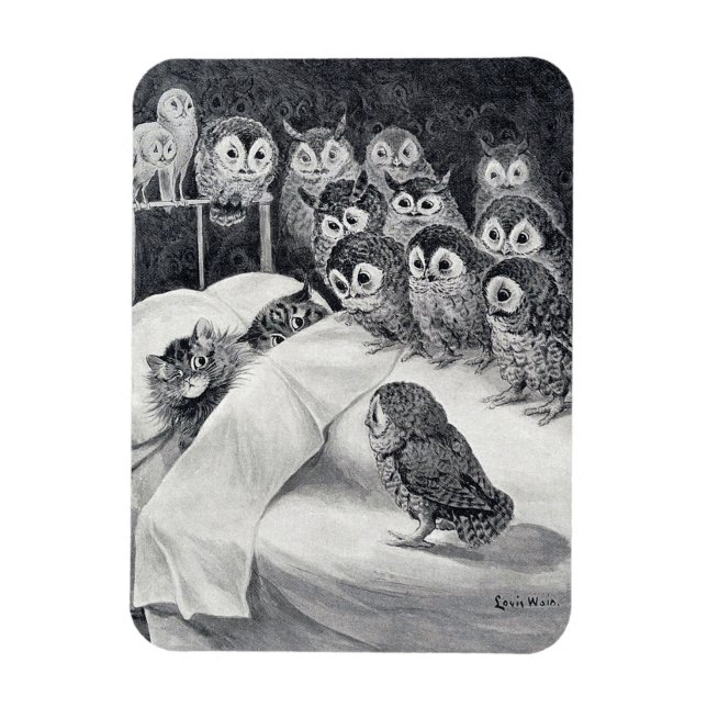 Ímã Cats Nightmare Owl Bird, Louis Wain (Vertical)