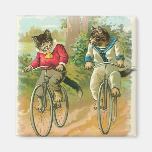 Imã Cats Riding Bikes (Frente)