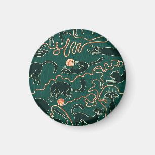 Imã Cats Vintage: Padrão sem costura de porta