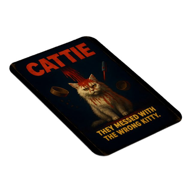 Ímã CATTIE – Paródia Divertida de Terror Felino (Lado Direito)
