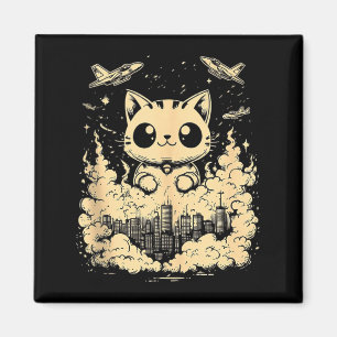 Imã Catzilla Pôr do Sol Japonês Gato Japão Engraçado