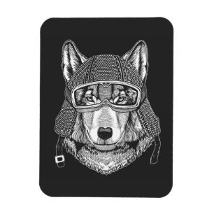 Ímã Cavaleiro da motocicleta do cão do lobo