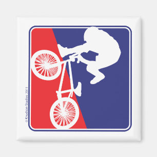 Imã Cavaleiro de BMX - branco e azul vermelhos