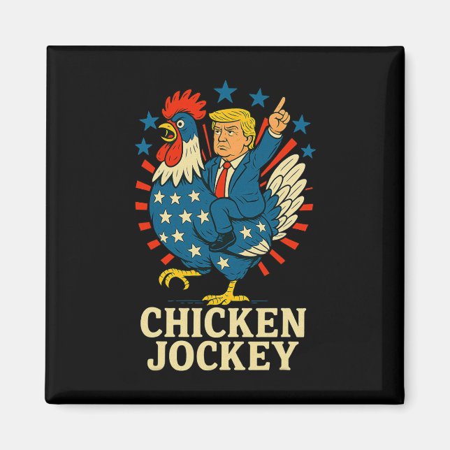Imã Cavaleiro de Frango Trump Meme Divertido  (Frente)
