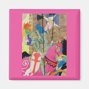 Imã cavaleiro medieval em cavalo