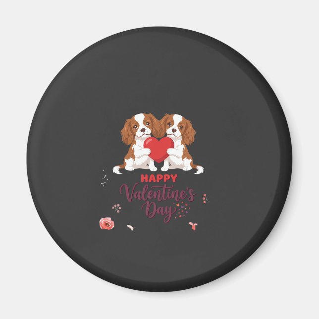 Imã Cavalier King Cachorro Feliz Dia dos Namorados Flo (Frente)