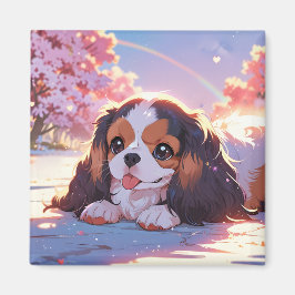Imã Cavalier King Charles Pastel Sakura Rainbow sky