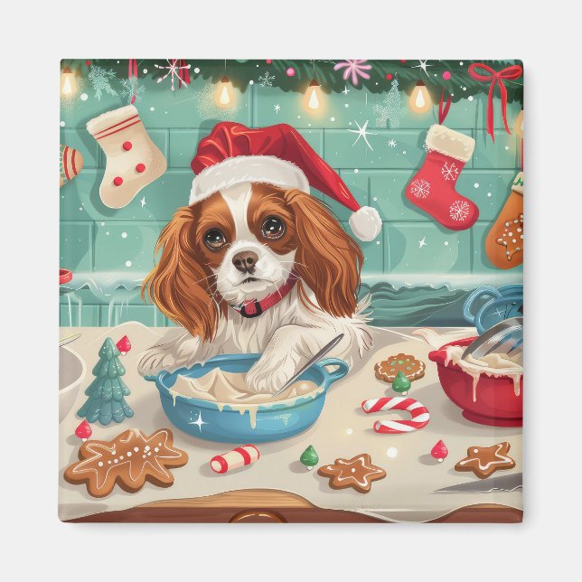 Imã Cavalier King Charles Spaniel Baking Christmas (Frente)