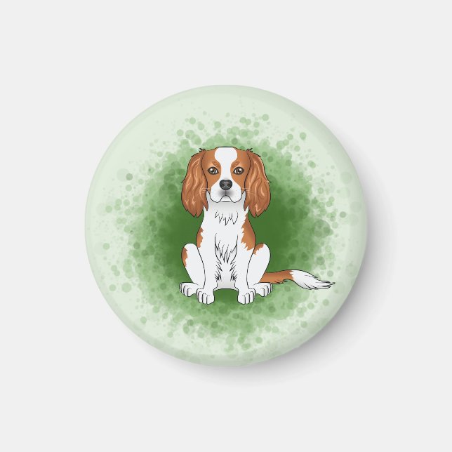 Imã Cavalier King Charles Spaniel Blenheim em Verde (Frente)