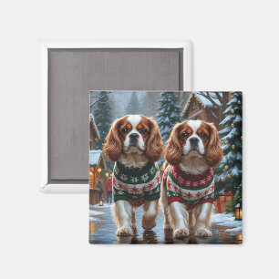 Imã Cavalier King Charles Spaniel Cães Natal Neve