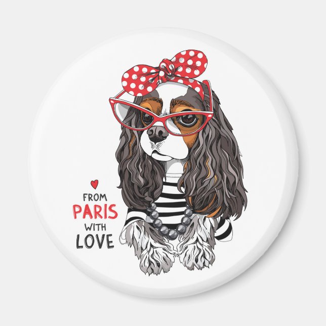 Imã Cavalier King Charles Spaniel De Paris Com Amor (Frente)