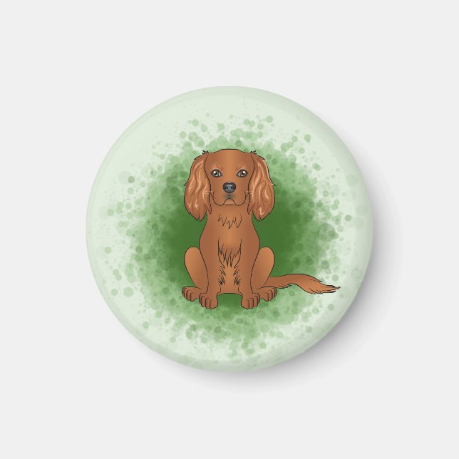 Imã Cavalier King Charles Spaniel de Ruby em Verde (Frente)