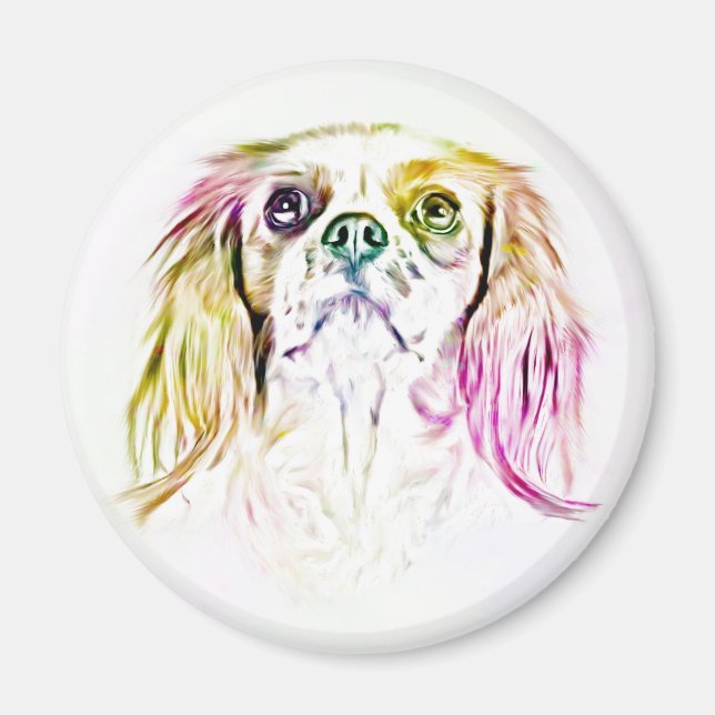 Imã Cavalier King Charles Spaniel Dog Art Pintura (Frente)