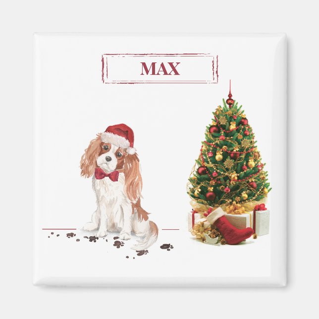 Imã Cavalier King Charles Spaniel Funny Cog de Natal (Frente)
