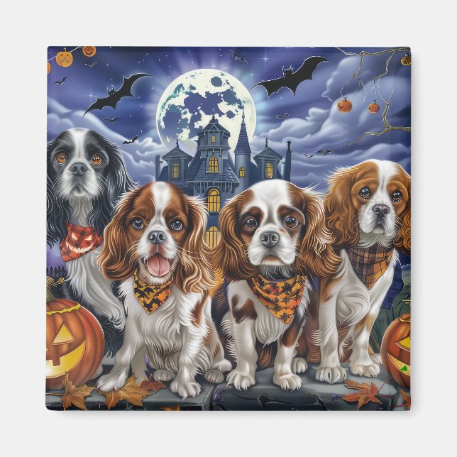 Imã Cavalier King Charles Spaniel Halloween Spooky (Frente)